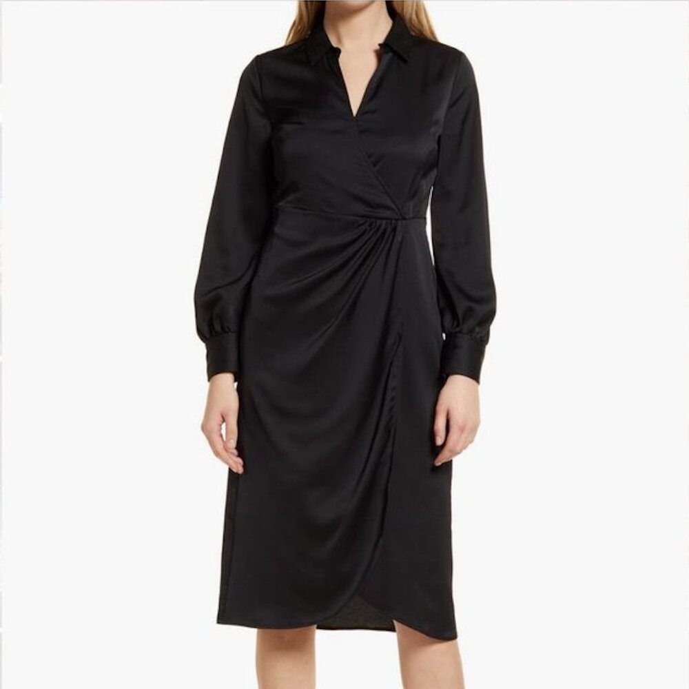 Halogen Long Sleeve Faux Wrap Mid